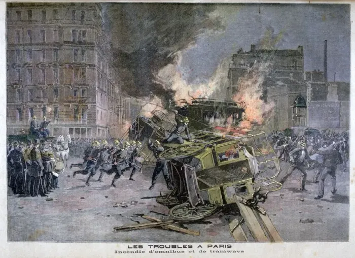 Framed Print : Riots in Paris, 1897. Artist: Henri Meyer Framed Print : Riots in Paris, 1897. Artist: Henri Meyer