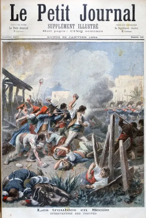 Framed Print : Riots in Sicily, 1894. Artist: Frederic Lix Framed Print : Riots in Sicily, 1894. Artist: Frederic Lix