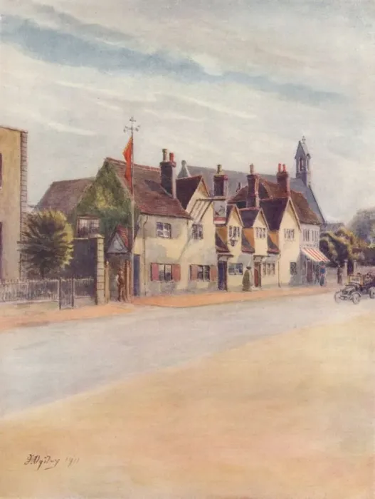 Framed Print : Ripley, The Anchor Inn, 1911, (1914). Artist: Jamess Ogilvy Framed Print : Ripley, The Anchor Inn, 1911, (1914). Artist: Jamess Ogilvy