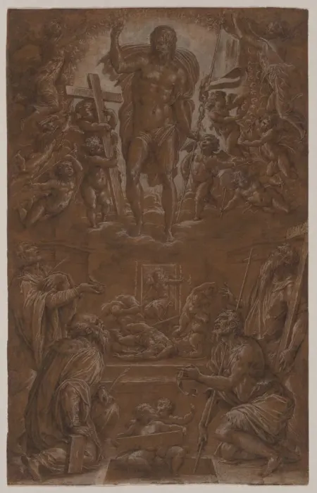 Framed Print : The Risen Christ Adored by Saints and Angels, 1566-1568. Creator: Giorgio Vasari (Italian Framed Print : The Risen Christ Adored by Saints and Angels, 1566-1568. Creator: Giorgio Vasari (Italian