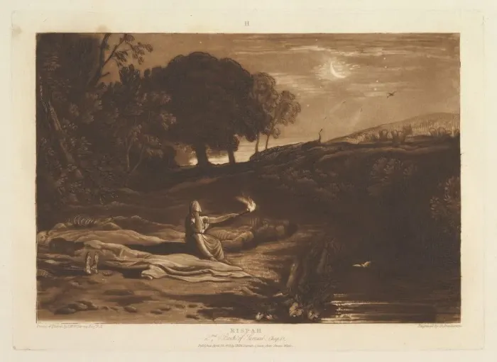 Framed Print : Rispah, 2nd Book of Samuel, Chapter 21 (Liber Studiorum, part IX, plate 46), April 23 Framed Print : Rispah, 2nd Book of Samuel, Chapter 21 (Liber Studiorum, part IX, plate 46), April 23