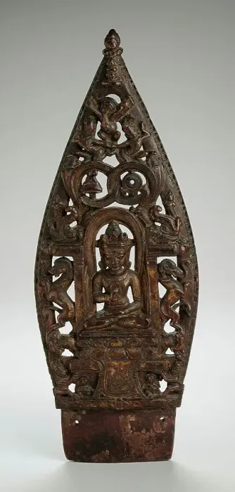 Framed Print : Ritual Diadem Plaque with the Jina Buddha Amoghasiddhi, 13th-14th century. Creator: Unknown Framed Print : Ritual Diadem Plaque with the Jina Buddha Amoghasiddhi, 13th-14th century. Creator: Unknown
