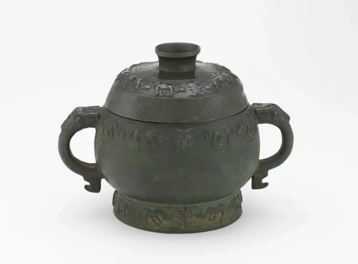 Framed Print : Ritual grain server with lid (gui) and water buffalos, Western Zhou dynasty