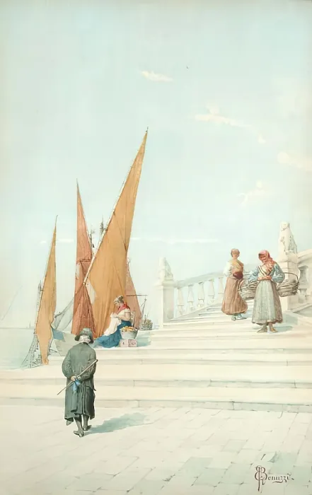Framed Print : Riva Degli Schiavoni, 1875-1899. Creator: Edwin Benuzzi Framed Print : Riva Degli Schiavoni, 1875-1899. Creator: Edwin Benuzzi