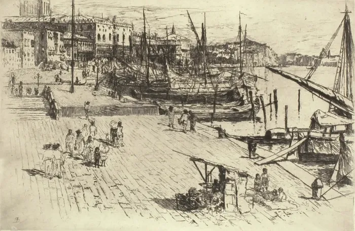 Framed Print : Riva Degli Schiavoni (Plate 1), 1880. Creator: Frank Duveneck Framed Print : Riva Degli Schiavoni (Plate 1), 1880. Creator: Frank Duveneck