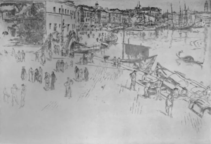 Framed Print : The Riva (No. 1), 1879-1880, (1925). Creator: James Abbott McNeill Whistler Framed Print : The Riva (No. 1), 1879-1880, (1925). Creator: James Abbott McNeill Whistler