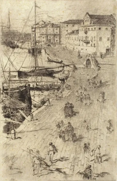 Framed Print : Riva Schiavoni No. 2, 1880. Creator: Frank Duveneck