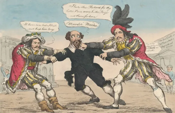 Framed Print : The Rival Richards, or Sheakspear in Danger, May 18, 1814. Creator: William Heath Framed Print : The Rival Richards, or Sheakspear in Danger, May 18, 1814. Creator: William Heath