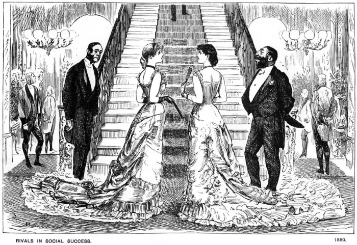 Framed Print : Rivals in Social Success, 1880 (1891). Artist: George du Maurier Framed Print : Rivals in Social Success, 1880 (1891). Artist: George du Maurier