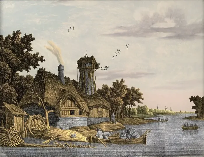 Framed Print : Mill along a River, 1770-1814. Creator: Jonas Zeuner Framed Print : Mill along a River, 1770-1814. Creator: Jonas Zeuner