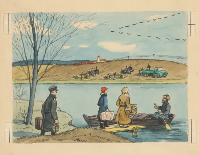 Framed Print : Across the river, 1928. Creator: Andrej Kovacik Framed Print : Across the river, 1928. Creator: Andrej Kovacik