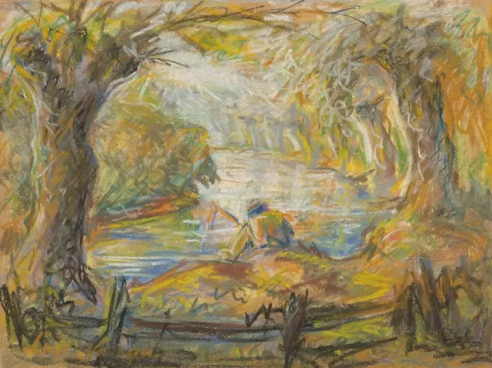 Framed Print : At the river, 1935-1945. Creator: Ludovit Varga Framed Print : At the river, 1935-1945. Creator: Ludovit Varga