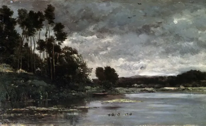 Framed Print : The River Bank, 1866. Artist: Charles Francois Daubigny Framed Print : The River Bank, 1866. Artist: Charles Francois Daubigny