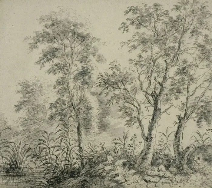 Framed Print : River bank with a row of trees. Creator: Anthonie Waterloo Framed Print : River bank with a row of trees. Creator: Anthonie Waterloo