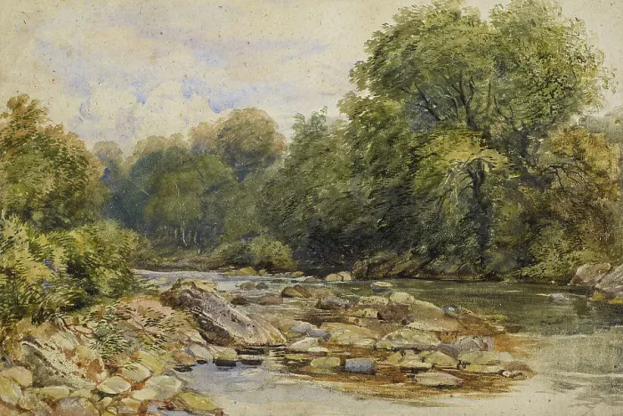 Framed Print : The River Bed, c1860s. Creator: David Cox the Younger Framed Print : The River Bed, c1860s. Creator: David Cox the Younger