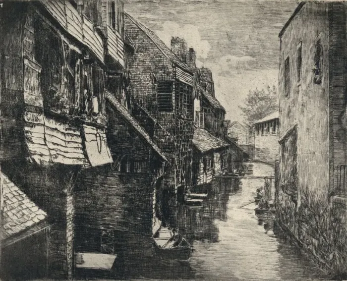 Framed Print : The River Bievre at Gentilly, 1915. Artist: P Roy Framed Print : The River Bievre at Gentilly, 1915. Artist: P Roy