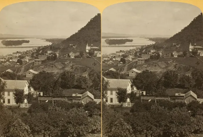 Framed Print : Down the river from the Bluff at Reeds Landing, 1889. Creator: Henry Hamilton Bennett Framed Print : Down the river from the Bluff at Reeds Landing, 1889. Creator: Henry Hamilton Bennett