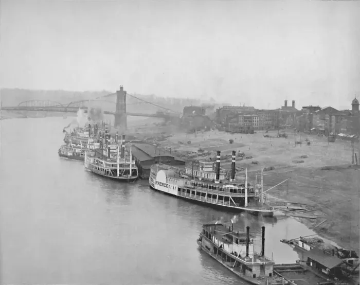 Framed Print : The River Front at Cincinnati, 19th century Framed Print : The River Front at Cincinnati, 19th century