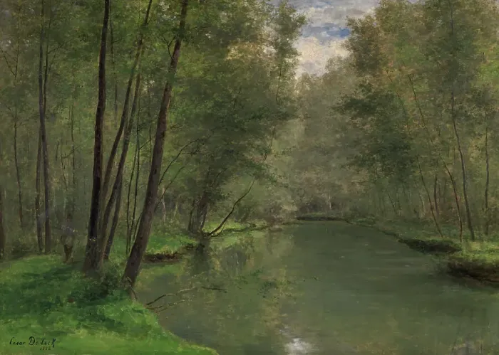 Framed Print : Along the River Epte in Gasny, 1882. Creator: Cesar de Cock Framed Print : Along the River Epte in Gasny, 1882. Creator: Cesar de Cock