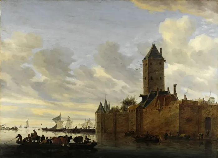 Framed Print : River Estuary With Fortified Town. Artist: Ruisdael, Salomon Jacobsz, van (1600 / 3-1670) Framed Print : River Estuary With Fortified Town. Artist: Ruisdael, Salomon Jacobsz, van (1600 / 3-1670)