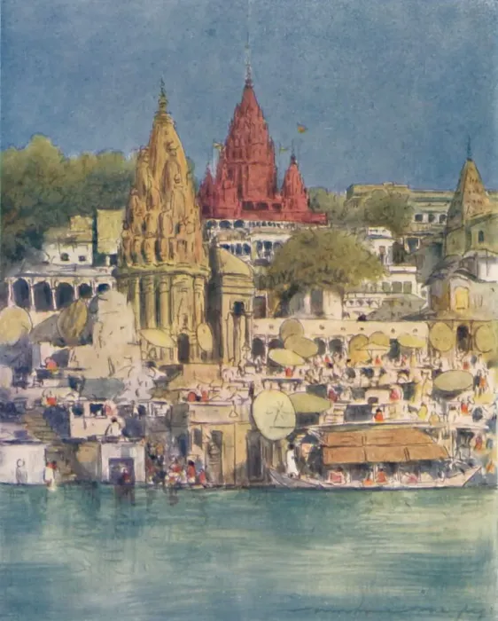 Framed Print : A River Festival at Benares, 1905. Artist: Mortimer Luddington Menpes Framed Print : A River Festival at Benares, 1905. Artist: Mortimer Luddington Menpes
