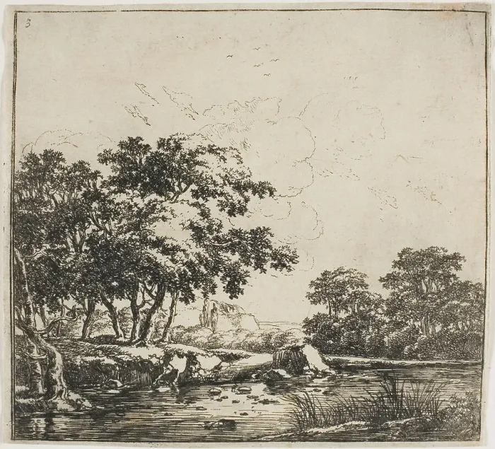 Framed Print : The River in the Forest, plate three from Set of Landscapes, 1640 / 51. Creator: Herman Naijwincx Framed Print : The River in the Forest, plate three from Set of Landscapes, 1640 / 51. Creator: Herman Naijwincx