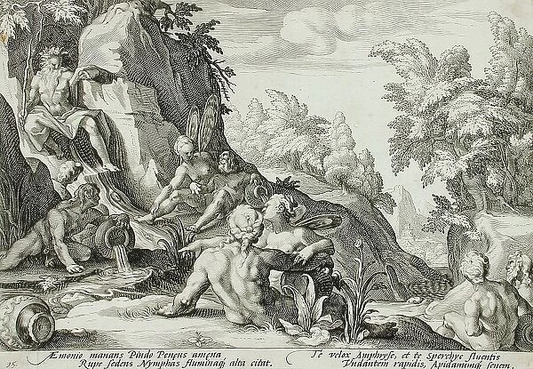 The River God Peneus Surrounded by Other Divinities, published 1589. Creator: Hendrik Goltzius