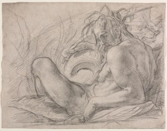 Framed Print : The River God Tiber (Study for a fresco, Miracle of the Snow... Florence), 1589. Creator Framed Print : The River God Tiber (Study for a fresco, Miracle of the Snow... Florence), 1589. Creator