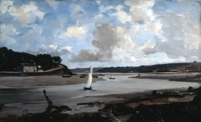 Framed Print : The River at Half Tide, 1874. Artist: Emmanuel Lansyer Framed Print : The River at Half Tide, 1874. Artist: Emmanuel Lansyer