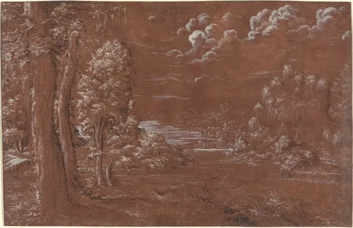 Framed Print : River Landscape, 1544. Creator: Unknown Framed Print : River Landscape, 1544. Creator: Unknown