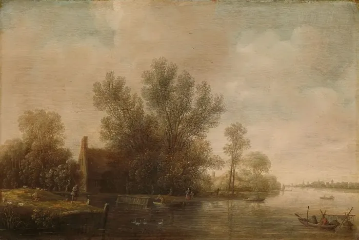 Framed Print : River Landscape, 1630-1650. Creator: Pieter Jansz van Asch Framed Print : River Landscape, 1630-1650. Creator: Pieter Jansz van Asch