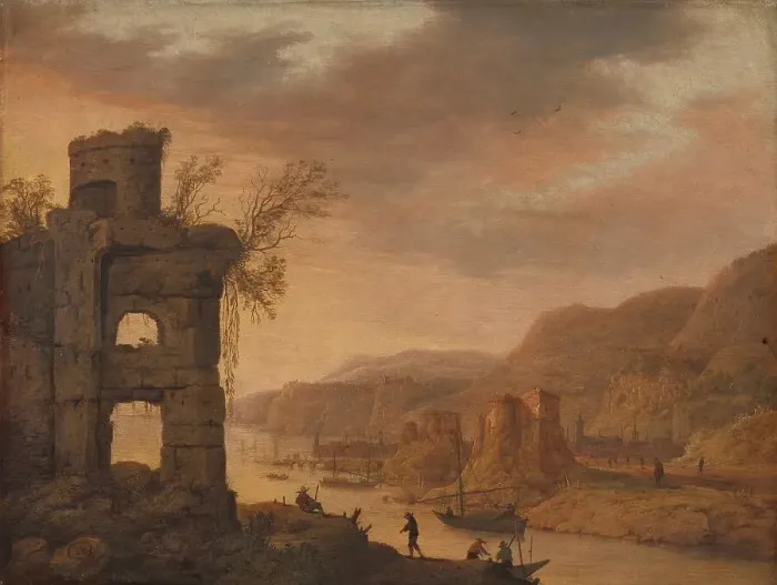 Framed Print : River Landscape, 1630-1675. Creator: Dirck Verhaert Framed Print : River Landscape, 1630-1675. Creator: Dirck Verhaert