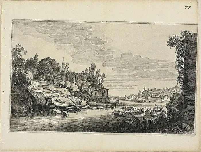 Framed Print : River Landscape, 1646. Creator: Jan van de Velde II Framed Print : River Landscape, 1646. Creator: Jan van de Velde II