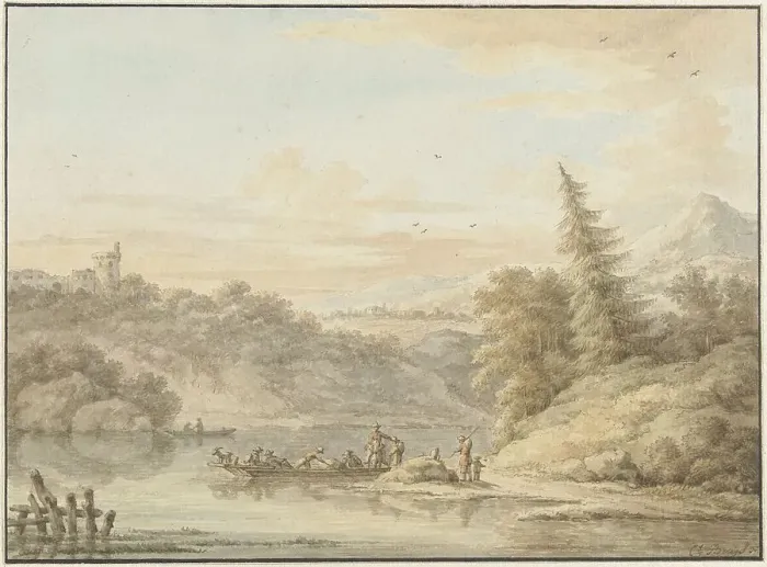 Framed Print : River landscape, 1756-1826. Creator: Cornelis Buys Framed Print : River landscape, 1756-1826. Creator: Cornelis Buys