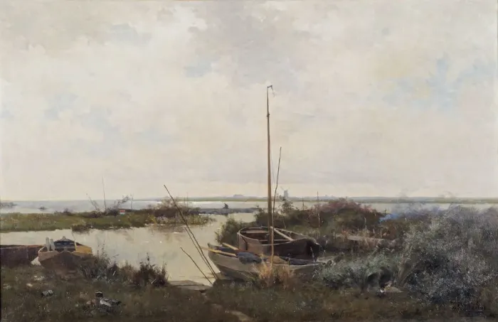 Framed Print : River landscape, 1882. Creator: Tholen, Willem Bastiaan (1860-1931) Framed Print : River landscape, 1882. Creator: Tholen, Willem Bastiaan (1860-1931)