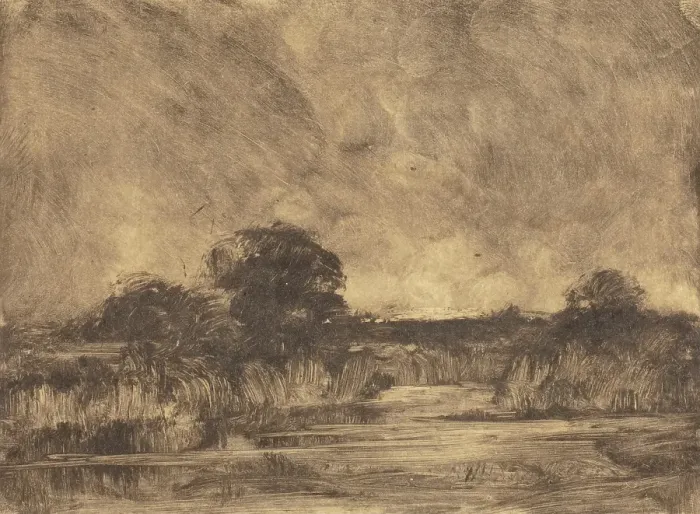 Framed Print : River Landscape, about 1885. Creator: Willis Seaver Adams Framed Print : River Landscape, about 1885. Creator: Willis Seaver Adams