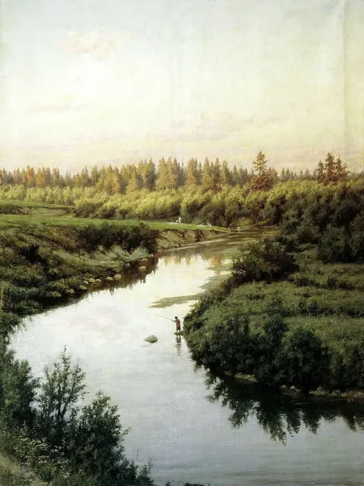 Framed Print : River landscape. Artist: Briullov, Pavel Alexandrovich (1840-1914) Framed Print : River landscape. Artist: Briullov, Pavel Alexandrovich (1840-1914)