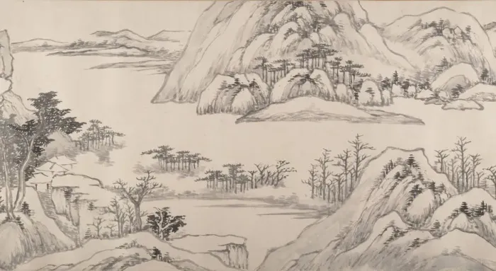 Framed Print : River Landscape in Autumn, dated 1661. Creator: Luo Mu Framed Print : River Landscape in Autumn, dated 1661. Creator: Luo Mu