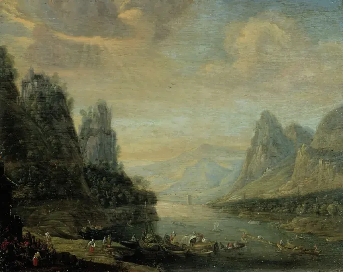 Framed Print : River landscape, c1670-1718. Creator: Jan Griffier Framed Print : River landscape, c1670-1718. Creator: Jan Griffier