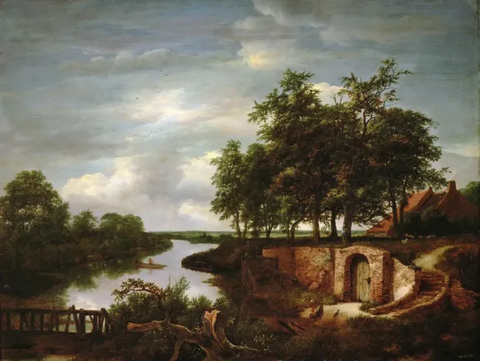 Framed Print : River Landscape with Cellar Entrance Framed Print : River Landscape with Cellar Entrance