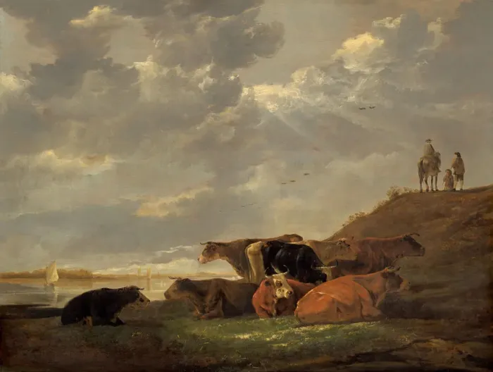 Framed Print : River Landscape with Cows, 1645 / 1650. Creator: Aelbert Cuyp Framed Print : River Landscape with Cows, 1645 / 1650. Creator: Aelbert Cuyp