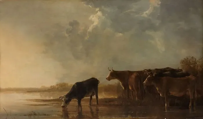 Framed Print : River Landscape with Cows, c.1645-c.1650. Creator: Aelbert Cuyp Framed Print : River Landscape with Cows, c.1645-c.1650. Creator: Aelbert Cuyp