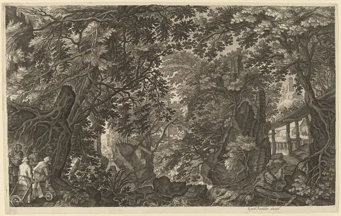 Framed Print : River Landscape with a Duck Hunter. Creator: Aegidius Sadeler II Framed Print : River Landscape with a Duck Hunter. Creator: Aegidius Sadeler II