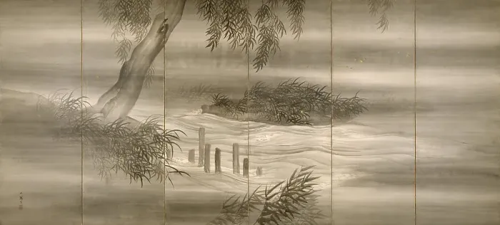 Framed Print : River Landscape with Fireflies, 1874. Artist: Bunrin, Shiokawa (1808-1877) Framed Print : River Landscape with Fireflies, 1874. Artist: Bunrin, Shiokawa (1808-1877)