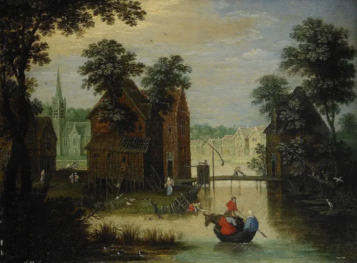 Framed Print : River landscape with the Flight into Egypt, 1616. Artist: Ryckaert, Maerten (1587-1631) Framed Print : River landscape with the Flight into Egypt, 1616. Artist: Ryckaert, Maerten (1587-1631)