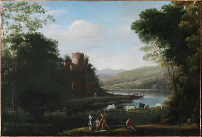 Framed Print : River Landscape with Herdsmen, 1628-1632. Creator: Claude Lorrain Framed Print : River Landscape with Herdsmen, 1628-1632. Creator: Claude Lorrain