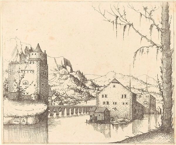 River Landscape with Island Houses, 1545. Creator: Augustin Hirschvogel