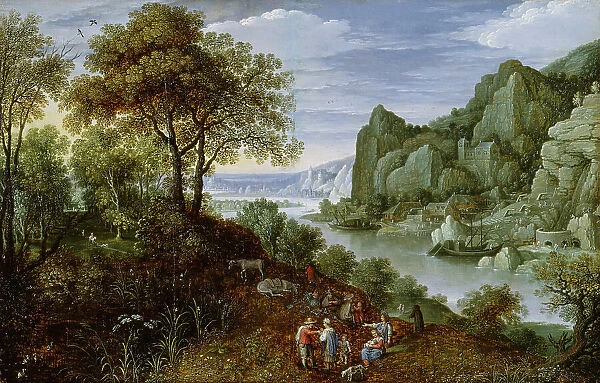 River Landscape with Mining, 1620-1629. Creator: Marten Ryckaert
