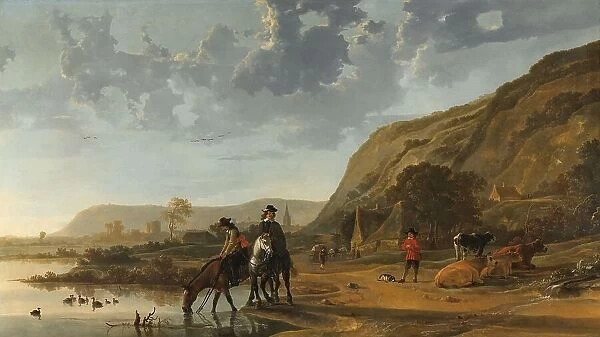 River Landscape with Riders, c.1653-1657. Creator: Aelbert Cuyp