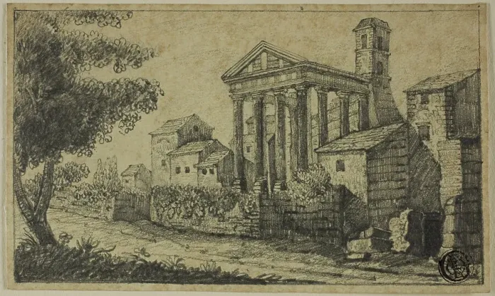 Framed Print : River Landscape with Roman Temple, n.d. Creator: Unknown Framed Print : River Landscape with Roman Temple, n.d. Creator: Unknown